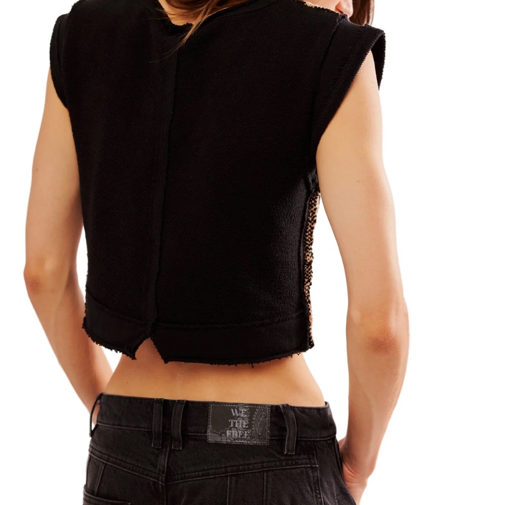 Free people Lola top checkered black and tan sweater vest - Picture 4 of 11